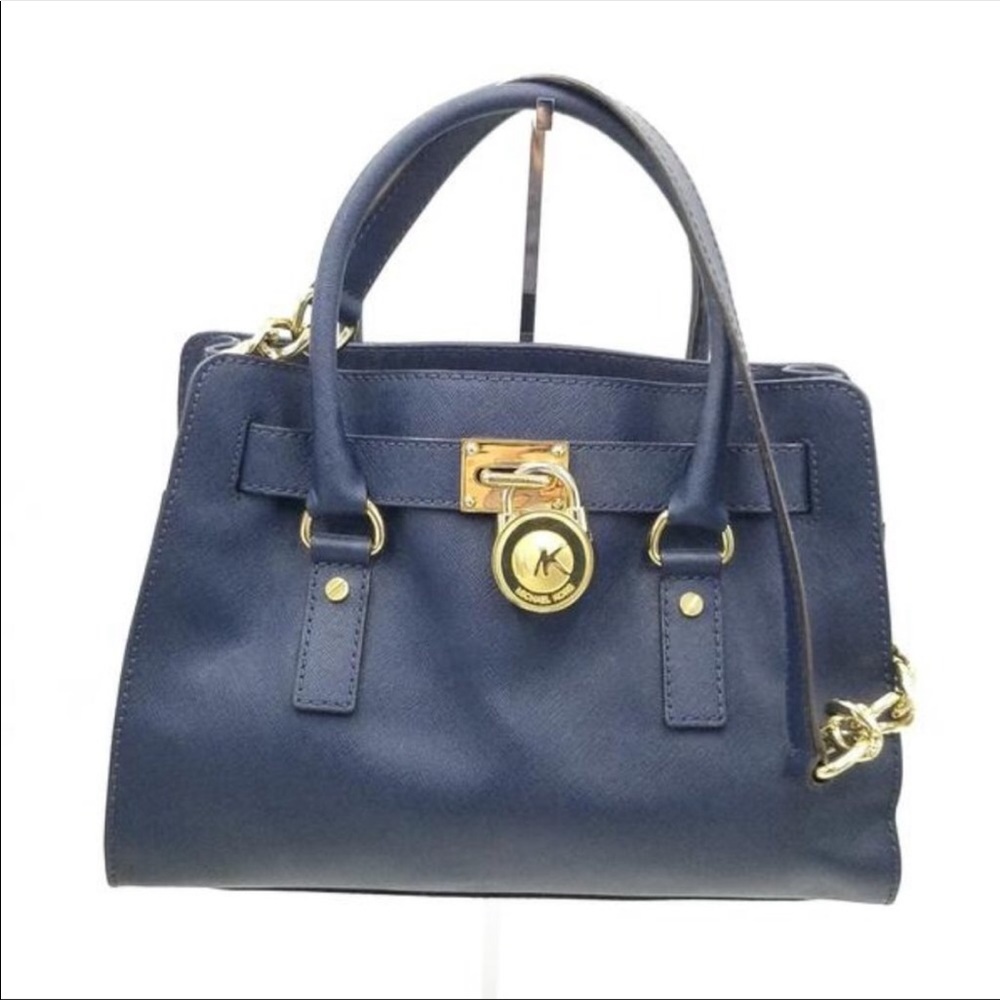 Michael Kors Hamilton Blue Leather Bag